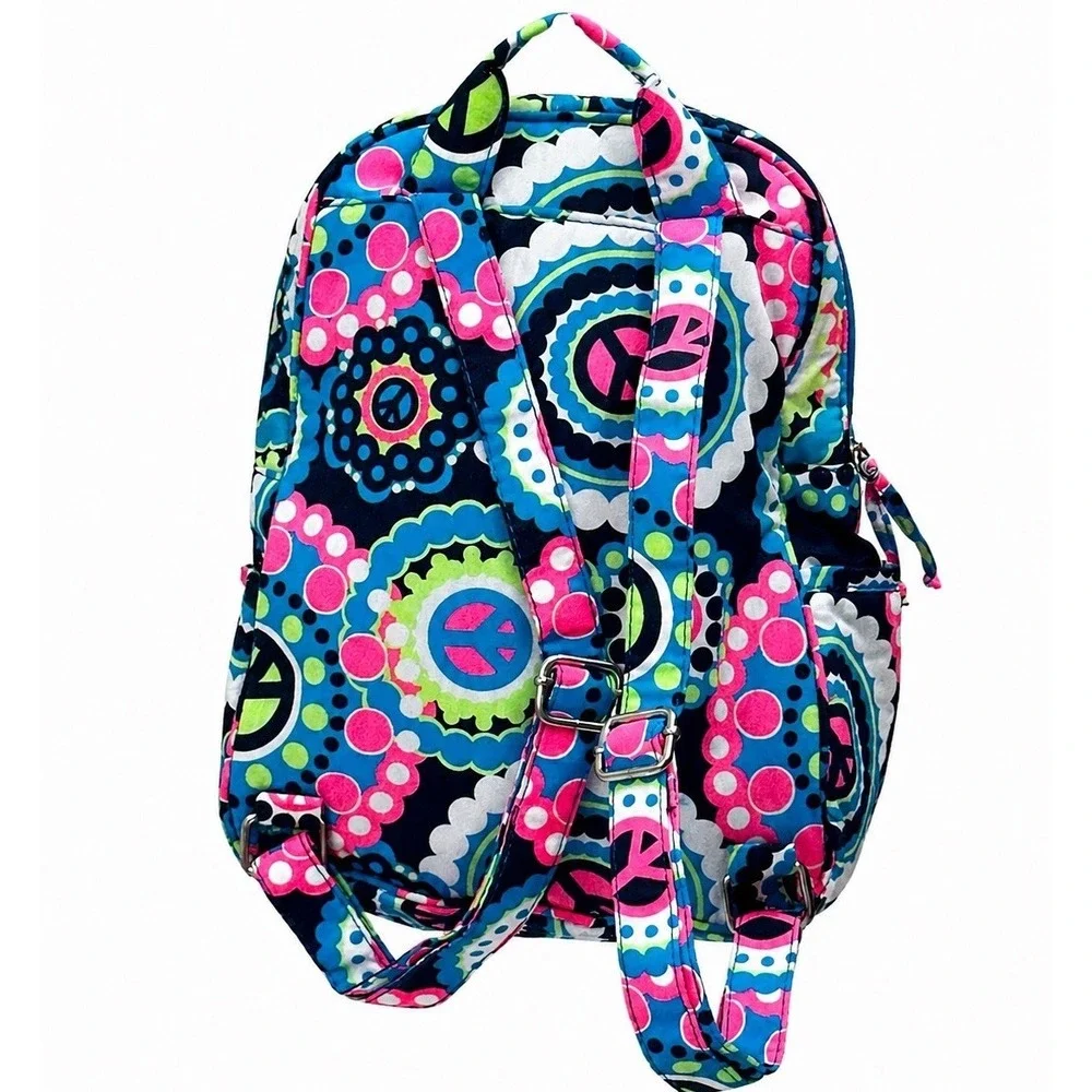 Justice Quilted Adjustable Strap Backpack Sequins Retro Peace Sign NWT 2012